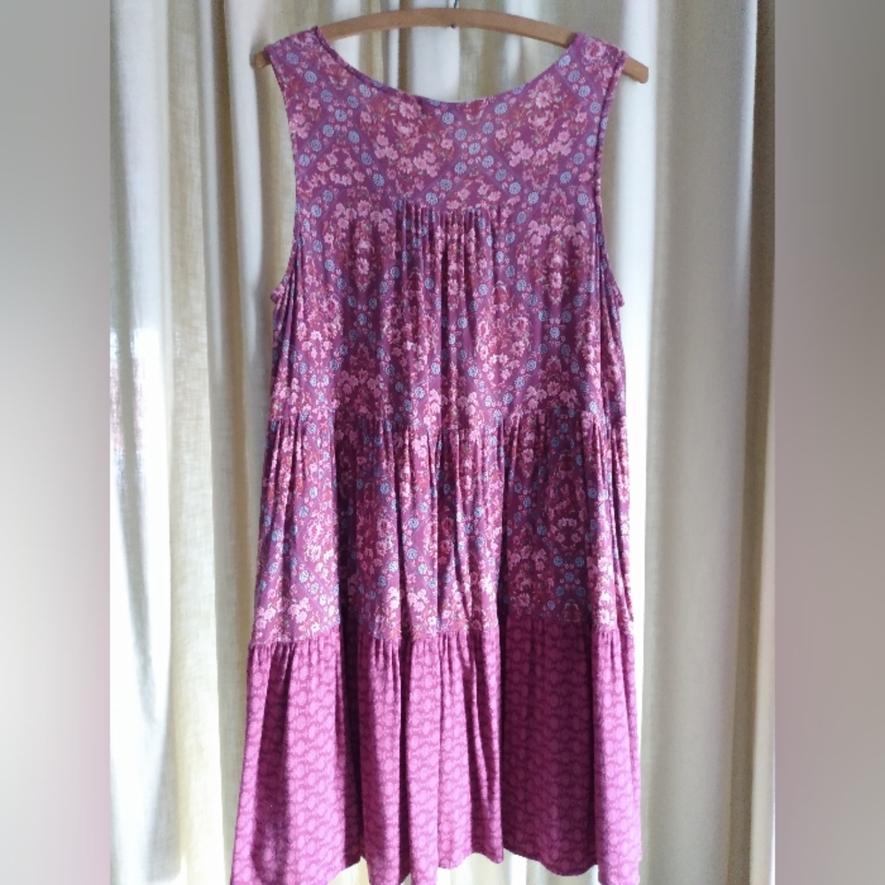 🆓🆓🆓Rewind Sleeveless Large Tunic Top/Mini Dress in Pretty Pink Rayon Blend - Picture 5 of 9